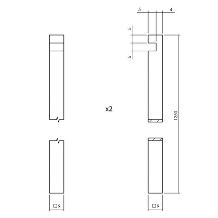 Intersteel Pomp - espagnolet Ton 222 met stangenset 2x 1250 mm nikkel mat/ebbenhout - Doika - Deurespagnoletten - Intersteel - 8714186540763 - 19,562,037