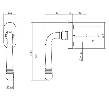 Intersteel Raamkruk Helena op ovale rozet zwart - Doika - Raamkrukken - Intersteel - 8714186562314 - 23,617,050