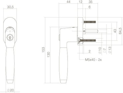 Intersteel Raamkruk Ton 400 nikkel mat/ebbenhout - Doika - Raamkrukken - Intersteel - 8714186147986 - 19,661,645