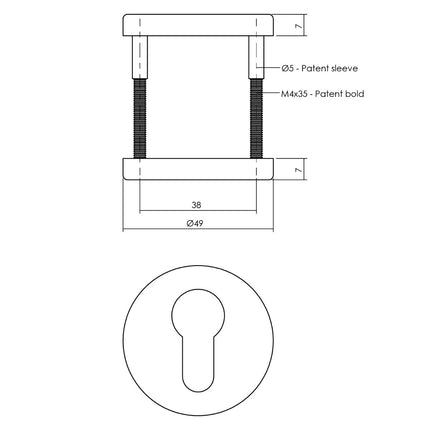 Intersteel Rozet met profielcilindergat ø49x7 mm grijs - Doika - Rozetten - Intersteel - 8714186551035 - 29,317,417