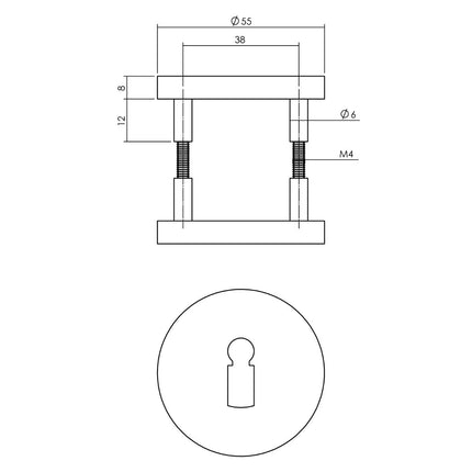 Intersteel Rozet met sleutelgat Ø55x8 mm aluminium zwart - Doika - Rozetten - Intersteel - 8714186492208 - 23,010,016