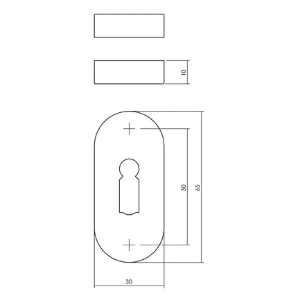 Intersteel Rozet met sleutelgat ovaal verdekt rvs geborsteld 10 mm - Doika - Rozetten - Intersteel - 8714186635384 - 35,341,786