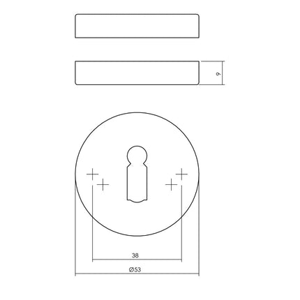 Intersteel Rozet met sleutelgat rond verdekt rvs geborsteld - Doika - Rozetten - Intersteel - 8714186584880 - 35,341,086