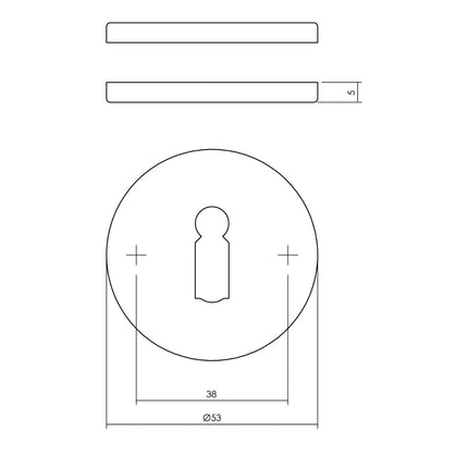 Intersteel Rozet met sleutelgat rvs geborsteld mat zwart - Doika - Rozetten - Intersteel - 8714186635568 - 23,343,186