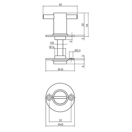 Intersteel Rozet met toilet - /badkamersluiting ø42x2 mm rvs geborsteld - Doika - Rozetten - Intersteel - 8714186106464 - 35,342,160