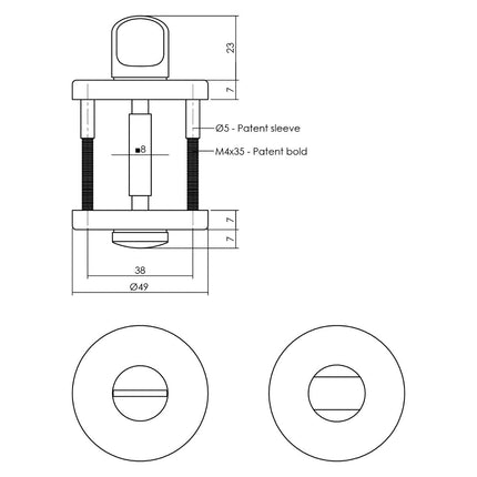 Intersteel Rozet met toilet - /badkamersluiting ø49x7 mm messing mat titaan PVD - Doika - Rozetten - Intersteel - 8714186551202 - 14,317,460