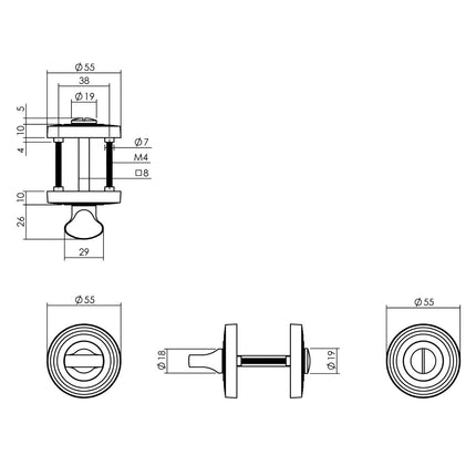 Intersteel Rozet met toilet - /badkamersluiting ø55x10 mm messing titaan PVD - Doika - Rozetten - Intersteel - 8714186553411 - 13,317,860