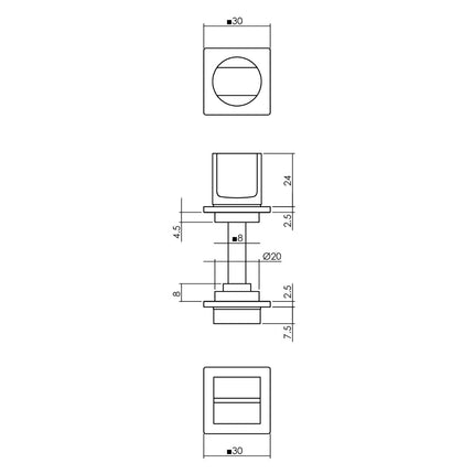 Intersteel Rozet met toilet - /badkamersluiting zelfklevend rvs/zwart - Doika - Rozetten - Intersteel - 8714186518823 - 23,343,960