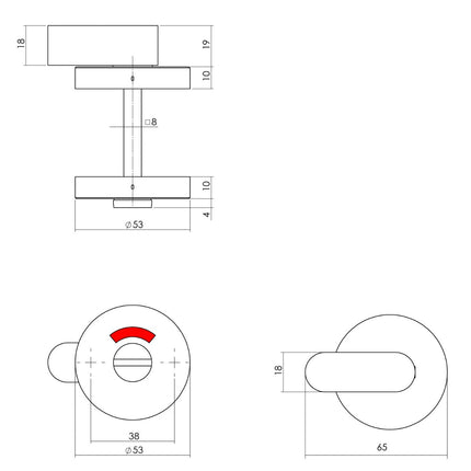 Intersteel Rozet toilet - /badkamersluiting comfortknop rond verdekt rvs mat zwart - Doika - Rozetten - Intersteel - 8714186484425 - 23,340,160