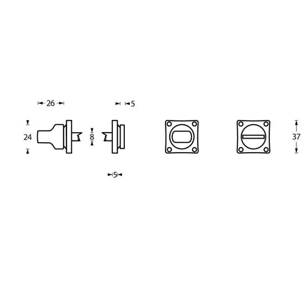 Intersteel Rozet toilet - /badkamersluiting vierkant chroom mat - Doika - Rozetten - Intersteel - 8714186062838 - 17,318,360