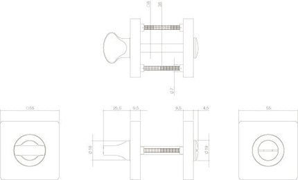 Intersteel Rozet toilet - /badkamersluiting vierkant mat zwart - Doika - Rozetten - Intersteel - 8714186408742 - 23,318,560