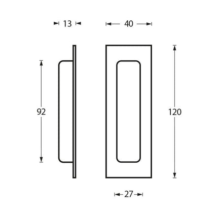 Intersteel Schuifdeurkom rechthoek 120x40mm blind rvs geborsteld - Doika - Schuifdeurkommen - Intersteel - 8714186104651 - 35,447,691