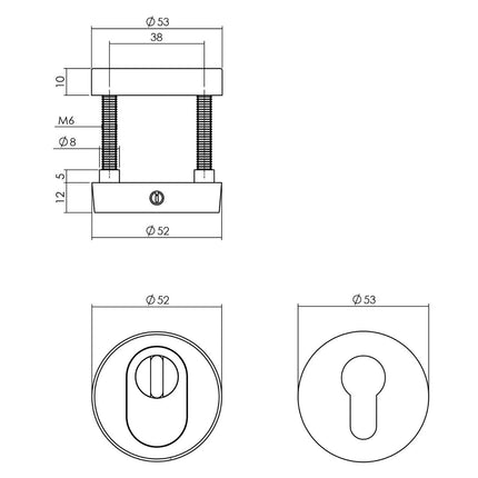 Intersteel Set achterdeurbeslag rond SKG*** met kerntrekbeveiliging rvs geborsteld - Doika - Achterdeurbeslag op rozet - Intersteel - 8714186540022 - 35,405,715