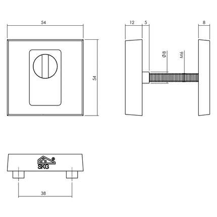 Intersteel Set achterdeurbeslag vierkant: deurkruk Jura met massieve rozetten en SKG3 veiligheidsrozetten PVD messing getrommeld - Doika - Achterdeurbeslag op rozet - Intersteel - 8714186697139 - 11,405,725