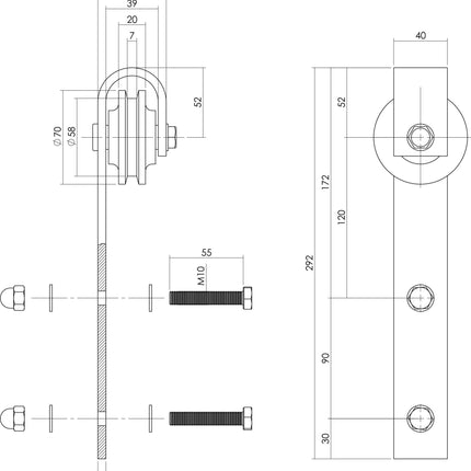 Intersteel Set van 2 hangrollen Basic rvs geborsteld - Doika - Schuifdeursystemen - Intersteel - 8714186452165 - 35,450,105