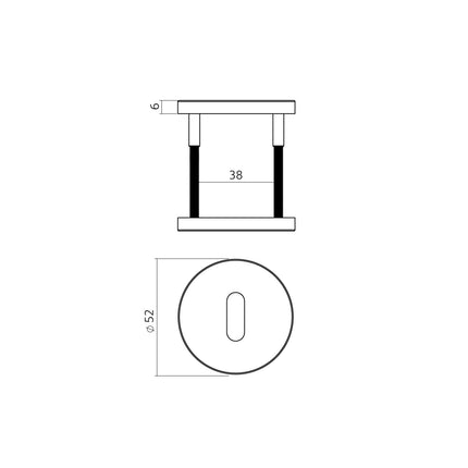 Intersteel Sleutelrozetten verdekt ø52x6mm PVD brons - Doika - Rozetten - Intersteel - 8714186695685 - 1,343,102,086