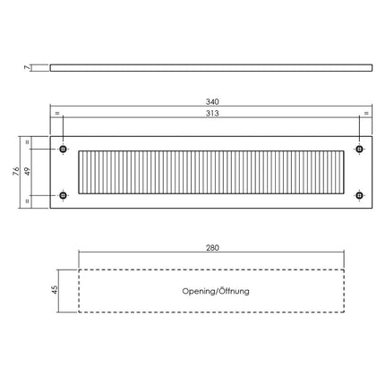 Intersteel Tochtwering rechthoek rvs/mat zwart - Doika - Briefplaat - Intersteel - 8714186400876 - 23,401,501