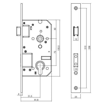 Intersteel Veiligheidsslot SKG** profielcilindergat 72 mm met rechthoekige voorplaat 25 x 238 mm - Doika - Veiligheidssloten - Intersteel - 8714186459447 - 94,955,436