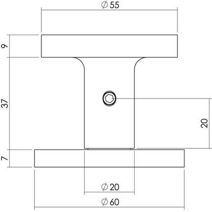 Intersteel Voordeurknop Rond Ø55 mm éénzijdige montage aluminium - Doika - Voordeurknoppen - Intersteel - 8714186447802 - 82,392,911