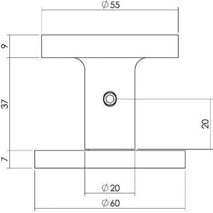 Intersteel Voordeurknop rond Ø55 mm éénzijdige montage aluminium zwart - Doika - Voordeurknoppen - Intersteel - 8714186492048 - 23,392,911