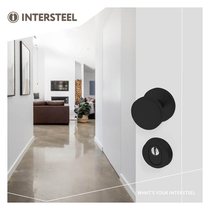 Intersteel Voordeurknop rond Ø55 mm éénzijdige montage aluminium zwart - Doika - Voordeurknoppen - Intersteel - 8714186492048 - 23,392,911