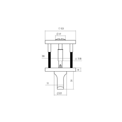 Intersteel WC - sluiting verdekt 53x53x6mm met stift 6 - 8mm PVD brons - Doika - Rozetten - Intersteel - 8714186695937 - 1,343,103,061