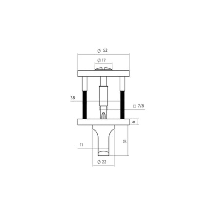 Intersteel WC - sluiting verdekt ø52x6mm met stift 6 - 8mm PVD brons - Doika - Rozetten - Intersteel - 8714186695784 - 1,343,102,061