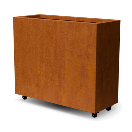 Langwerpige cortenstalen plantenbak met wielen 100x40x80 cm - Doika - Plantenbak - Geroba -  - ArtesaWH28