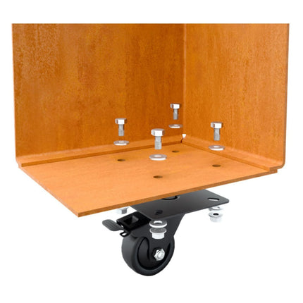 Langwerpige cortenstalen plantenbak met wielen 90x30x80 cm - Doika - Plantenbak - Geroba -  - ArtesaWH6
