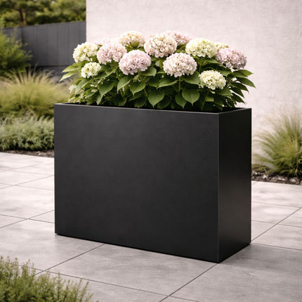 Langwerpige aluminium plantenbak 120x30x80 cm - Gitzwart (RAL 9005)