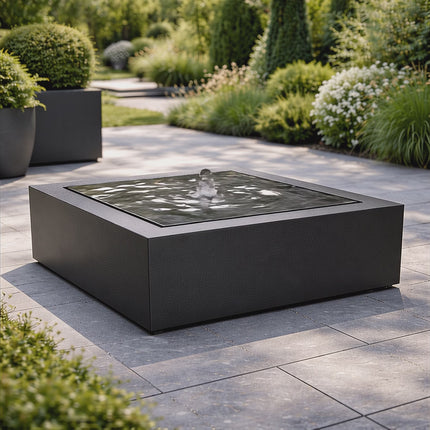 Vierkante aluminium watertafel met fontein 120x120x40cm 50kg