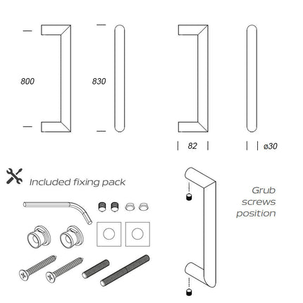 Shuffle Handgreep Nairobi 30 x 800 mm Zwart - Doika - Deurgrepen - Shuffle - 8717727192247 - 62500610