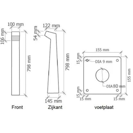 Staande buitenlamp cortenstaal 10x15x80cm (DxBxH) - Doika - Buitenverlichting - Gardd -  - GARDD-C5S-800