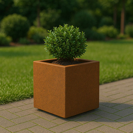 Vierkante cortenstalen plantenbak met bodem 30x30x30 cm - Doika - Plantenbak - Geroba -  - QuadraB1
