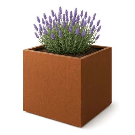Vierkante cortenstalen plantenbak met bodem 80x80x80 cm - Doika - Plantenbak - Geroba -  - QuadraB6