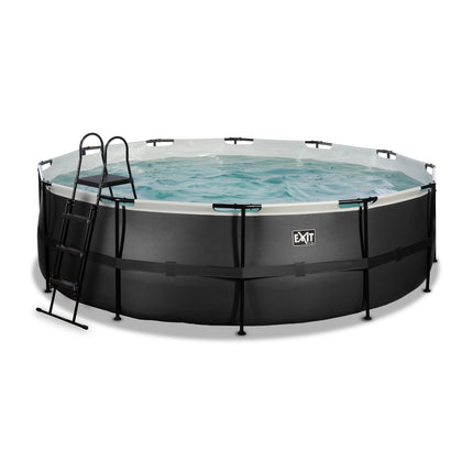 EXIT Black Leather zwembad ø488x122cm met zandfilterpomp - zwart - Doika BV - Ronde zwembaden - EXIT Toys - 8720088267851 - 30.27.16.20