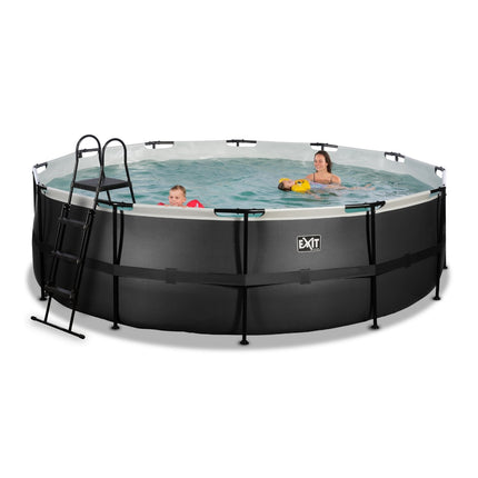 EXIT Black Leather zwembad ø488x122cm met zandfilterpomp - zwart - Doika BV - Ronde zwembaden - EXIT Toys - 8720088267851 - 30.27.16.20