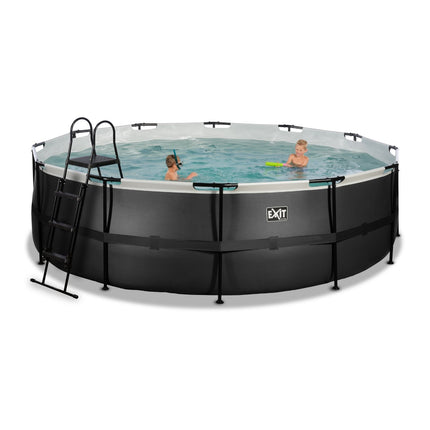 EXIT Black Leather zwembad ø488x122cm met zandfilterpomp - zwart - Doika BV - Ronde zwembaden - EXIT Toys - 8720088267851 - 30.27.16.20