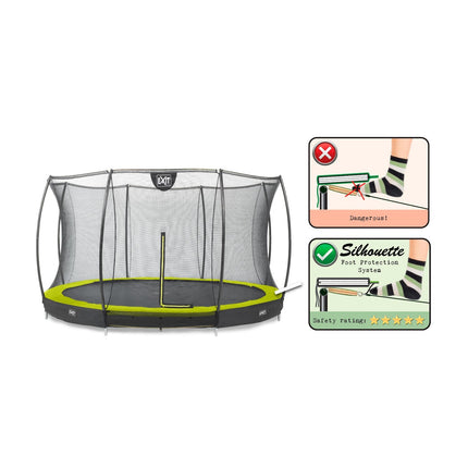 EXIT Silhouette inground trampoline ø427cm met veiligheidsnet - groen - Doika BV - Trampoline - EXIT Toys - 8719743250581 - 12.95.14.40