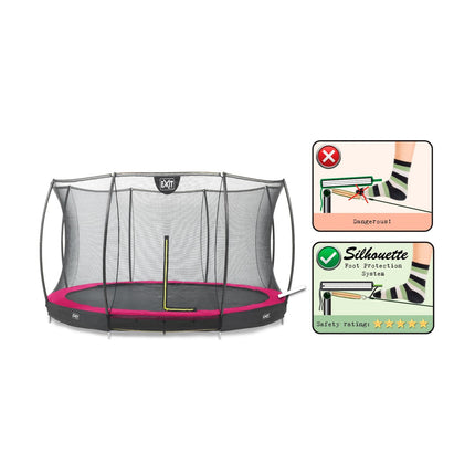 EXIT Silhouette inground trampoline ø427cm met veiligheidsnet - roze - Doika BV - Trampoline - EXIT Toys - 8719743250659 - 12.95.14.60