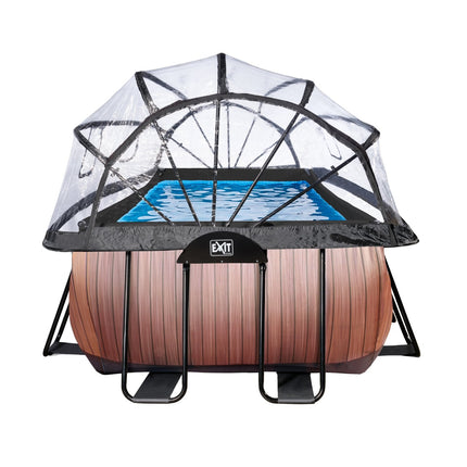 EXIT Wood zwembad 540x250x100cm met zandfilterpomp en overkapping - bruin - Doika BV - Rechthoekige zwembaden - EXIT Toys - 8719743254411 - 30.37.53.10