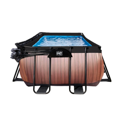 EXIT Wood zwembad 540x250x100cm met zandfilterpomp en overkapping - bruin - Doika BV - Rechthoekige zwembaden - EXIT Toys - 8719743254411 - 30.37.53.10