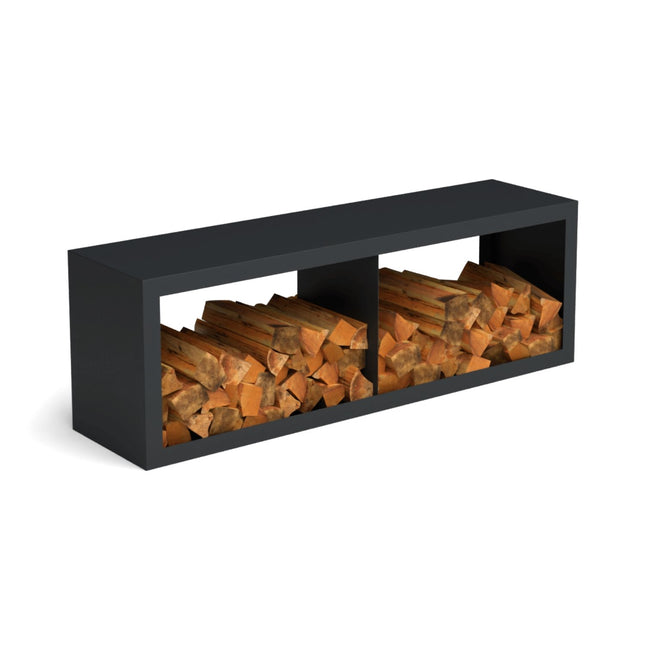 Geroba Houtopslag Beltza Metaal 150x38,5x50cm met 2 vakken - Doika BV - Houtopslag - Geroba - BeltzaDS71