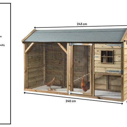 Kippenhok Kiki 243 x 95 x 148 cm - Doika BV - Kippenhok - Doika BV - 8720569172971 - 8720569172971