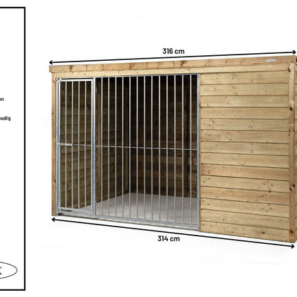 Voldux Hondenkennel Boris 314 x 203 x 196 cm - Doika BV - Hondenkennel - Voldux - 8720569173152 - 8720569173152